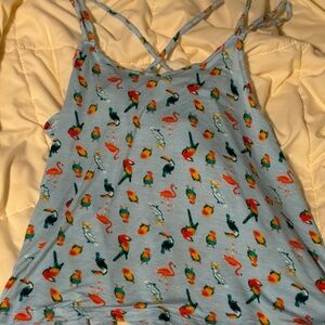 Free People Parrot Tropical Bird Strappy Tank Top Size M